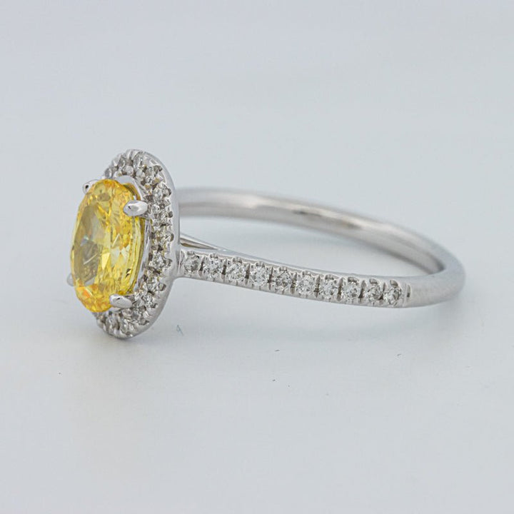 1 CT Fancy Yellow Oval Halo Pavé Solitaire (LG) - ZIZOV DIAMONDS