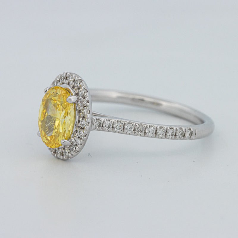 1 CT Fancy Yellow Oval Halo Pavé Solitaire (LG) - ZIZOV DIAMONDS