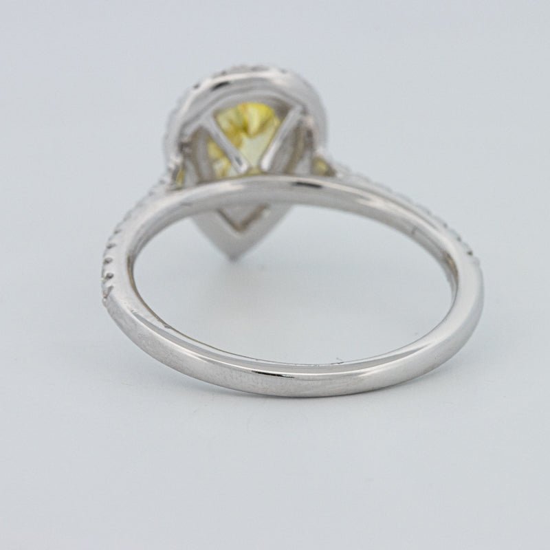 1 CT Fancy Yellow Pear - Shape Halo Pavé Solitaire (LG) - ZIZOV DIAMONDS