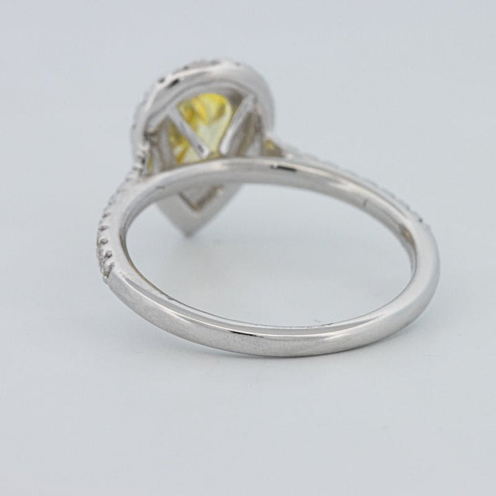 1 CT Fancy Yellow Pear - Shape Halo Pavé Solitaire (LG) - ZIZOV DIAMONDS