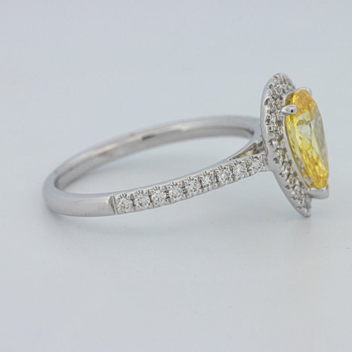1 CT Fancy Yellow Pear - Shape Halo Pavé Solitaire (LG) - ZIZOV DIAMONDS