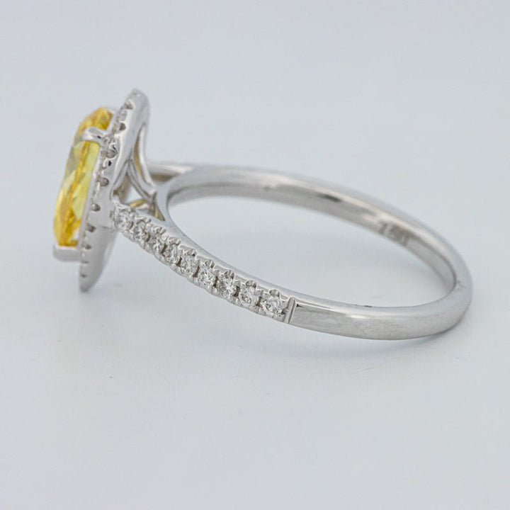 1 CT Fancy Yellow Pear - Shape Halo Pavé Solitaire (LG) - ZIZOV DIAMONDS