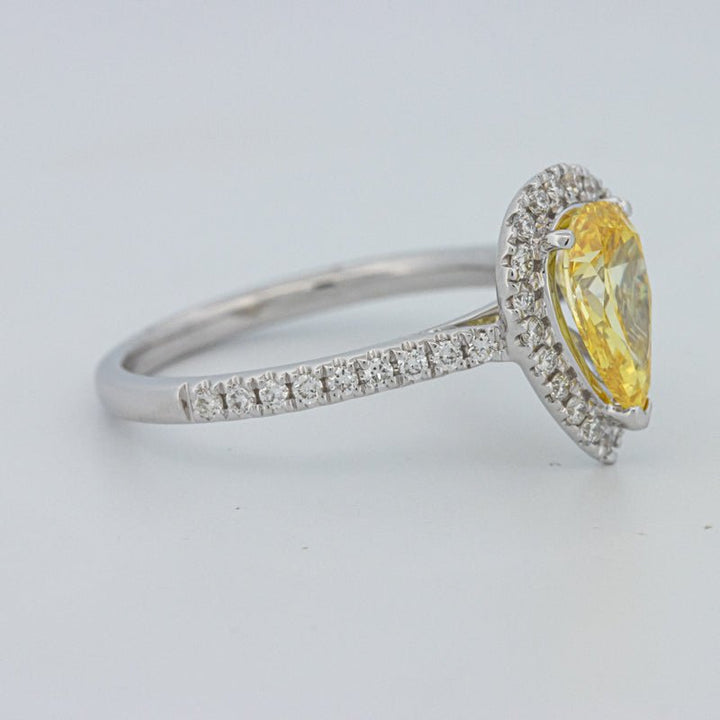 1 CT Fancy Yellow Pear - Shape Halo Pavé Solitaire (LG) - ZIZOV DIAMONDS