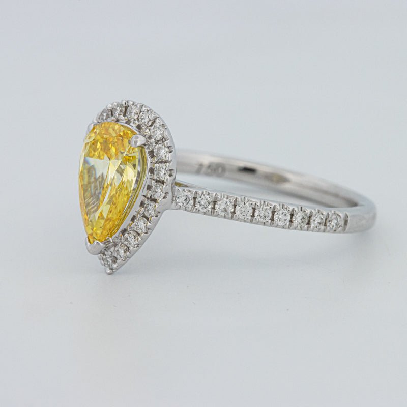 1 CT Fancy Yellow Pear - Shape Halo Pavé Solitaire (LG) - ZIZOV DIAMONDS
