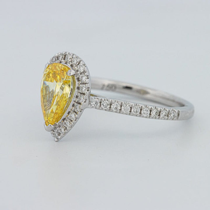 1 CT Fancy Yellow Pear - Shape Halo Pavé Solitaire (LG) - ZIZOV DIAMONDS