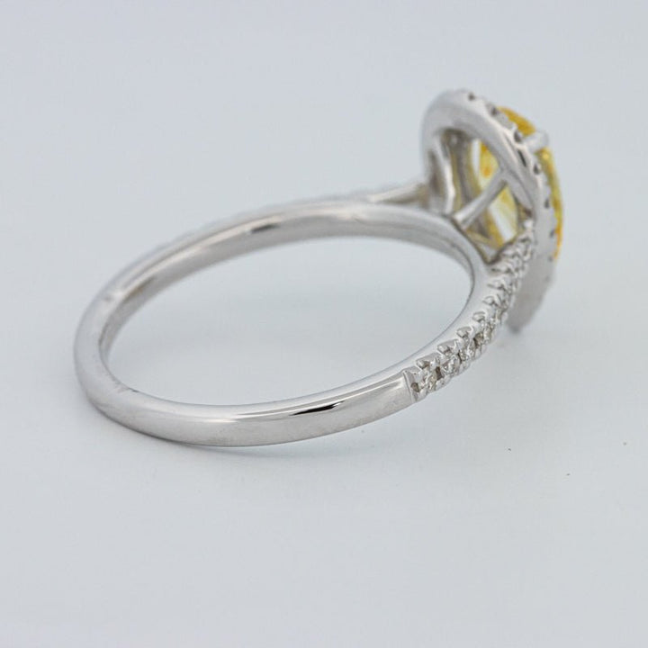 1 CT Fancy Yellow Pear - Shape Halo Pavé Solitaire (LG) - ZIZOV DIAMONDS