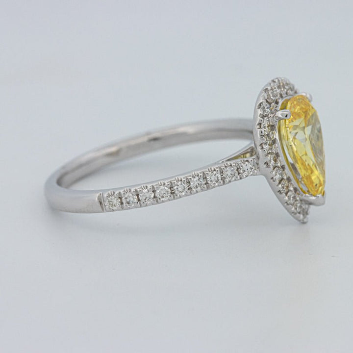 1 CT Fancy Yellow Pear - Shape Halo Pavé Solitaire (LG) - ZIZOV DIAMONDS