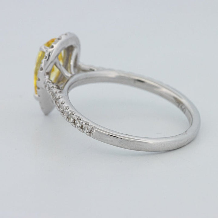 1 CT Fancy Yellow Pear - Shape Halo Pavé Solitaire (LG) - ZIZOV DIAMONDS