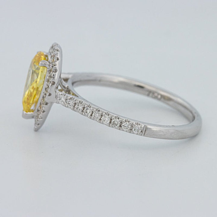 1 CT Fancy Yellow Pear - Shape Halo Pavé Solitaire (LG) - ZIZOV DIAMONDS
