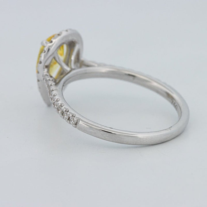 1 CT Fancy Yellow Pear - Shape Halo Pavé Solitaire (LG) - ZIZOV DIAMONDS