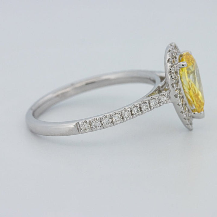 1 CT Fancy Yellow Pear - Shape Halo Pavé Solitaire (LG) - ZIZOV DIAMONDS