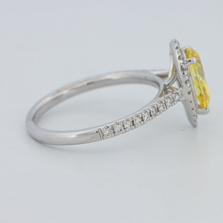 1 CT Fancy Yellow Pear - Shape Halo Pavé Solitaire (LG) - ZIZOV DIAMONDS