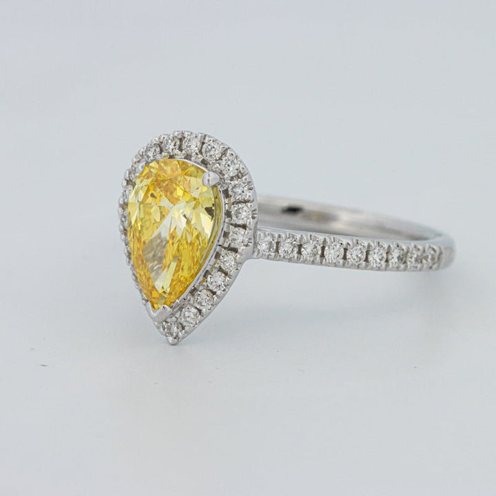 1 CT Fancy Yellow Pear - Shape Halo Pavé Solitaire (LG) - ZIZOV DIAMONDS