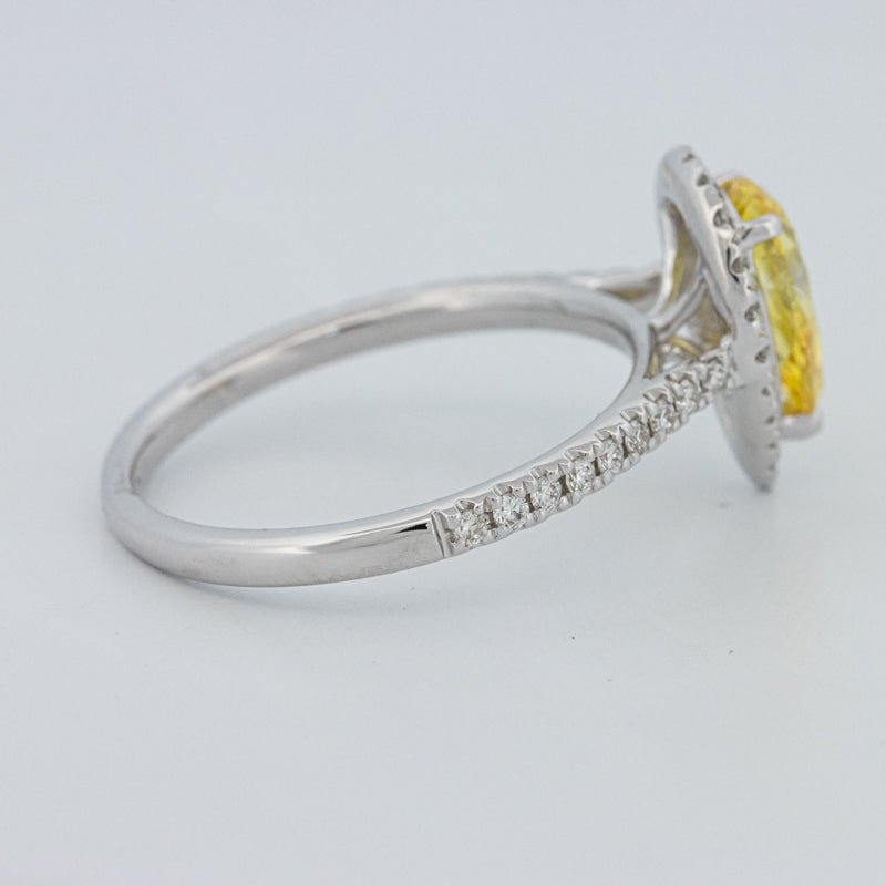 1 CT Fancy Yellow Pear - Shape Halo Pavé Solitaire (LG) - ZIZOV DIAMONDS