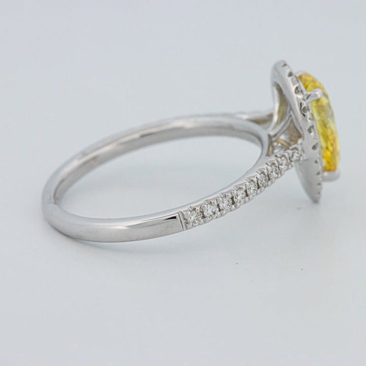 1 CT Fancy Yellow Pear - Shape Halo Pavé Solitaire (LG) - ZIZOV DIAMONDS