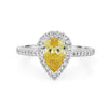 1 CT Fancy Yellow Pear - Shape Halo Pavé Solitaire (LG) - ZIZOV DIAMONDS