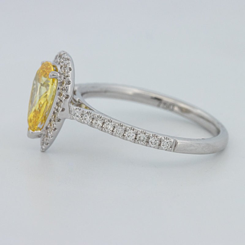 1 CT Fancy Yellow Pear - Shape Halo Pavé Solitaire (LG) - ZIZOV DIAMONDS