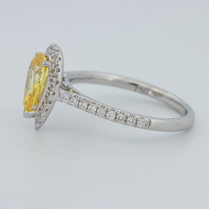 1 CT Fancy Yellow Pear - Shape Halo Pavé Solitaire (LG) - ZIZOV DIAMONDS