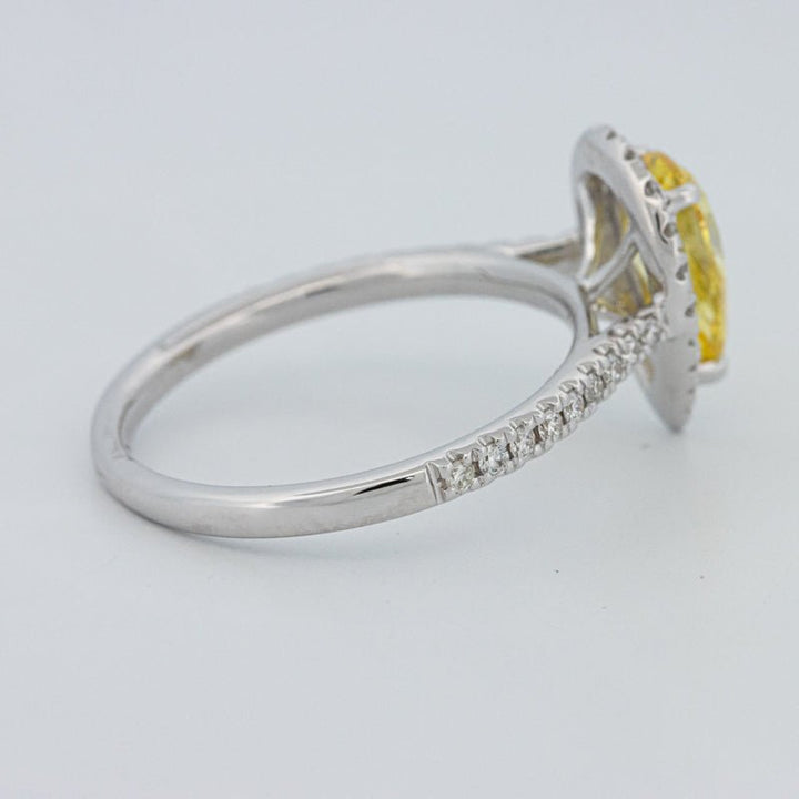 1 CT Fancy Yellow Pear - Shape Halo Pavé Solitaire (LG) - ZIZOV DIAMONDS