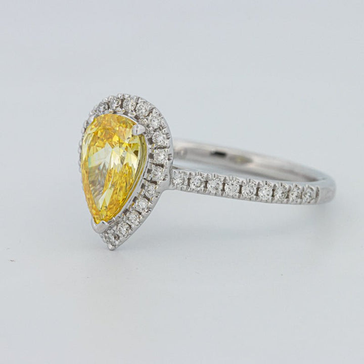 1 CT Fancy Yellow Pear - Shape Halo Pavé Solitaire (LG) - ZIZOV DIAMONDS