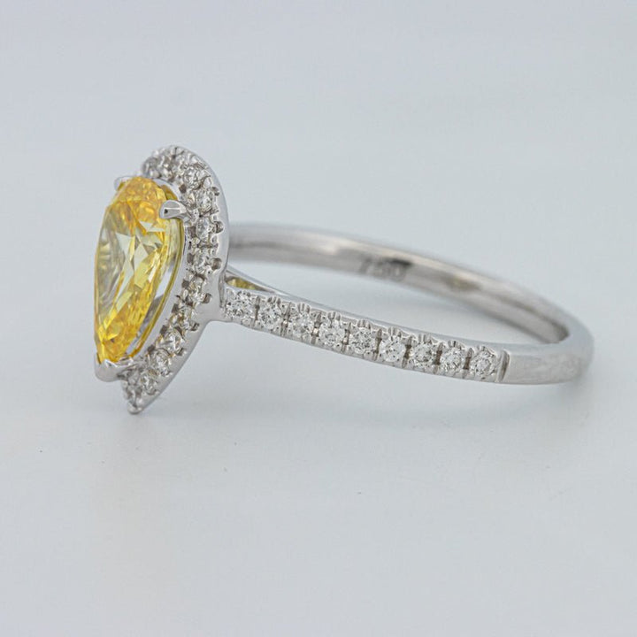 1 CT Fancy Yellow Pear - Shape Halo Pavé Solitaire (LG) - ZIZOV DIAMONDS