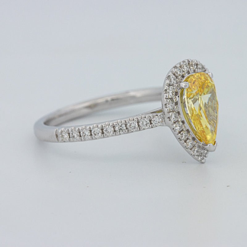 1 CT Fancy Yellow Pear - Shape Halo Pavé Solitaire (LG) - ZIZOV DIAMONDS