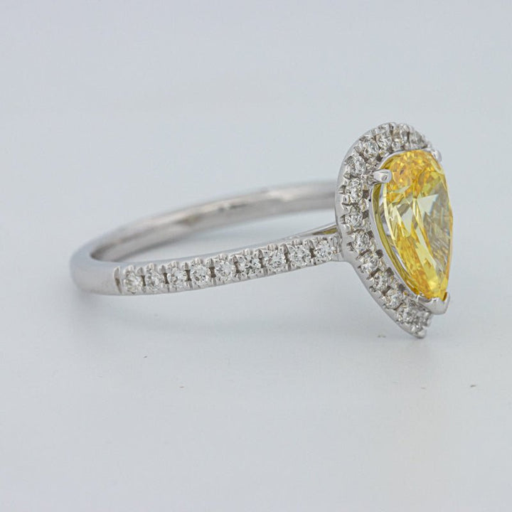 1 CT Fancy Yellow Pear - Shape Halo Pavé Solitaire (LG) - ZIZOV DIAMONDS