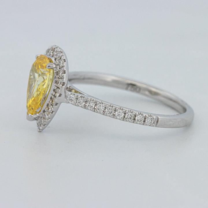 1 CT Fancy Yellow Pear - Shape Halo Pavé Solitaire (LG) - ZIZOV DIAMONDS