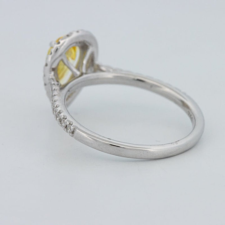 1 CT Fancy Yellow Pear - Shape Halo Pavé Solitaire (LG) - ZIZOV DIAMONDS