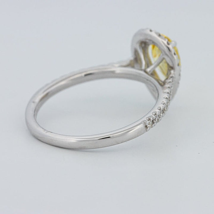 1 CT Fancy Yellow Pear - Shape Halo Pavé Solitaire (LG) - ZIZOV DIAMONDS