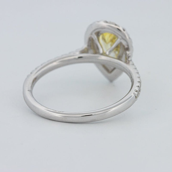 1 CT Fancy Yellow Pear - Shape Halo Pavé Solitaire (LG) - ZIZOV DIAMONDS
