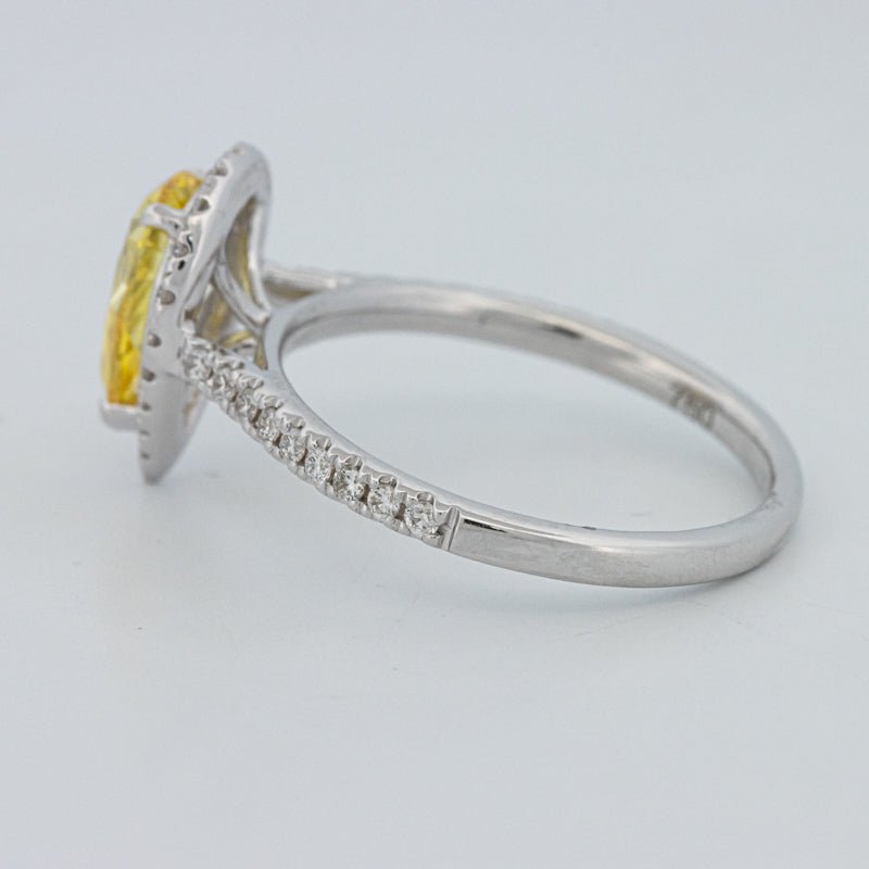 1 CT Fancy Yellow Pear - Shape Halo Pavé Solitaire (LG) - ZIZOV DIAMONDS