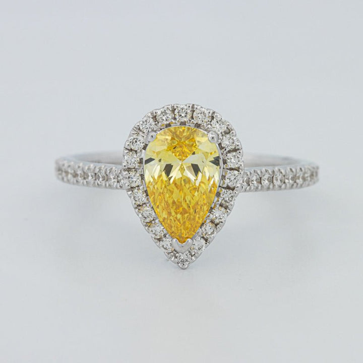 1 CT Fancy Yellow Pear - Shape Halo Pavé Solitaire (LG) - ZIZOV DIAMONDS