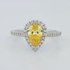 1 CT Fancy Yellow Pear - Shape Halo Pavé Solitaire (LG) - ZIZOV DIAMONDS