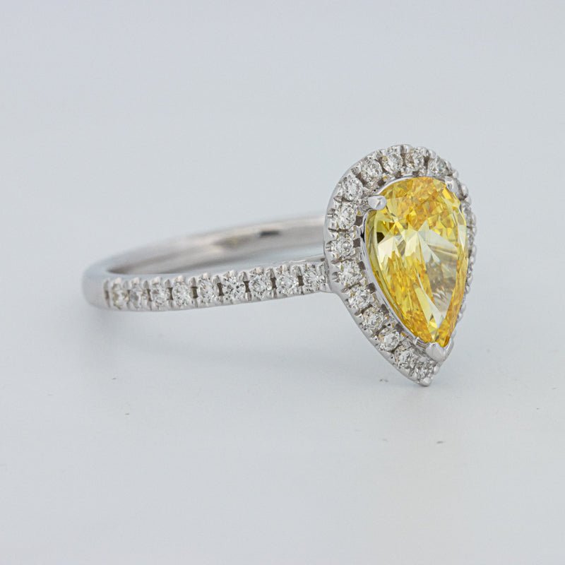 1 CT Fancy Yellow Pear - Shape Halo Pavé Solitaire (LG) - ZIZOV DIAMONDS