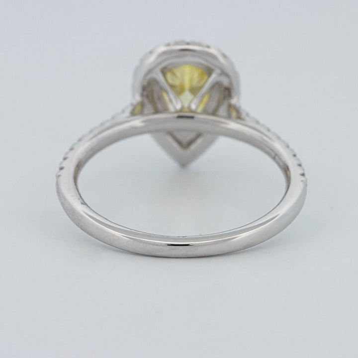 1 CT Fancy Yellow Pear - Shape Halo Pavé Solitaire (LG) - ZIZOV DIAMONDS