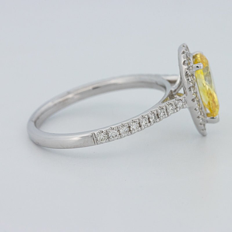 1 CT Fancy Yellow Pear - Shape Halo Pavé Solitaire (LG) - ZIZOV DIAMONDS