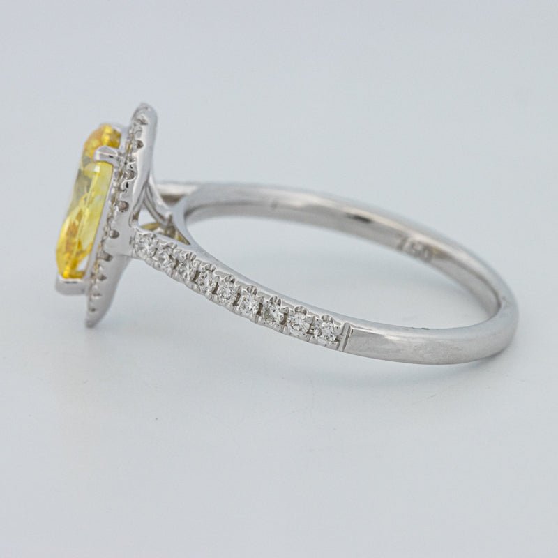 1 CT Fancy Yellow Pear - Shape Halo Pavé Solitaire (LG) - ZIZOV DIAMONDS
