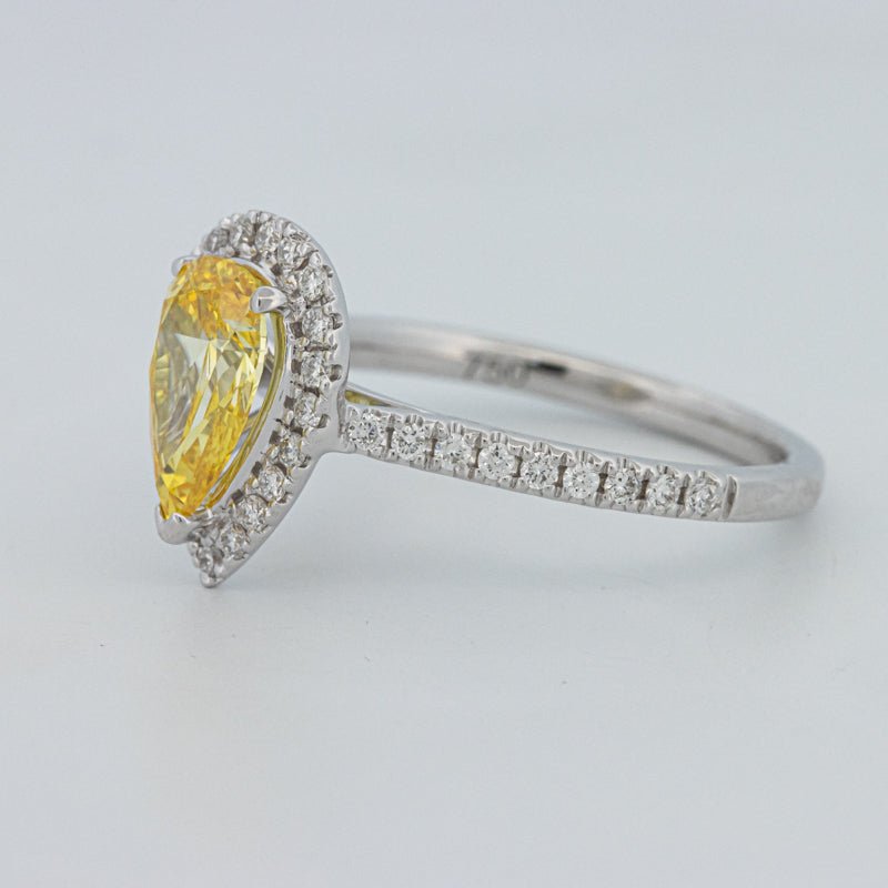 1 CT Fancy Yellow Pear - Shape Halo Pavé Solitaire (LG) - ZIZOV DIAMONDS