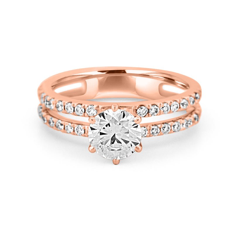 1 CT Round Cut Double Band Pavé Ring (LG) - ZIZOV DIAMONDS