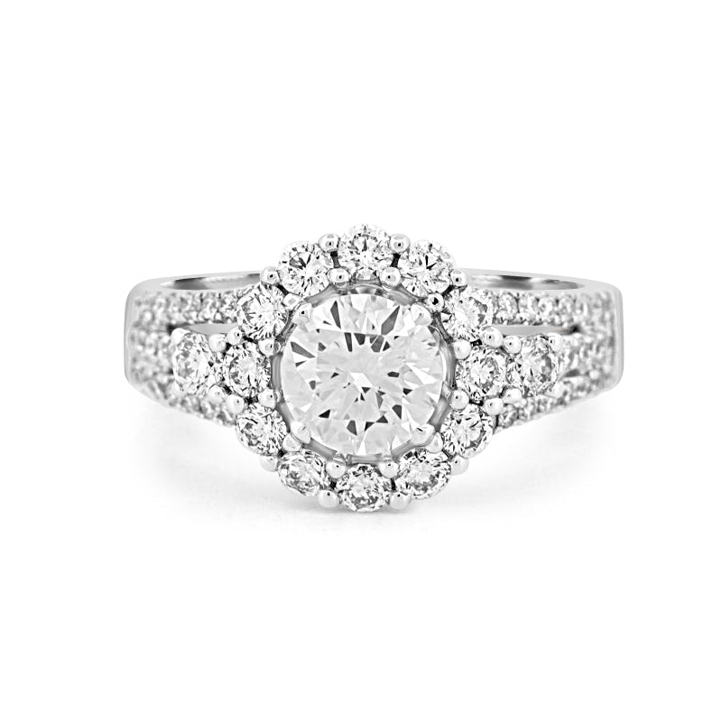 1 CT Round Cut Halo Pavé Solitaire (LG) - ZIZOV DIAMONDS