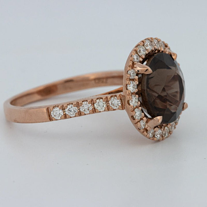 1 CT Round Cut Smokey Quartz Ring - ZIZOV DIAMONDS