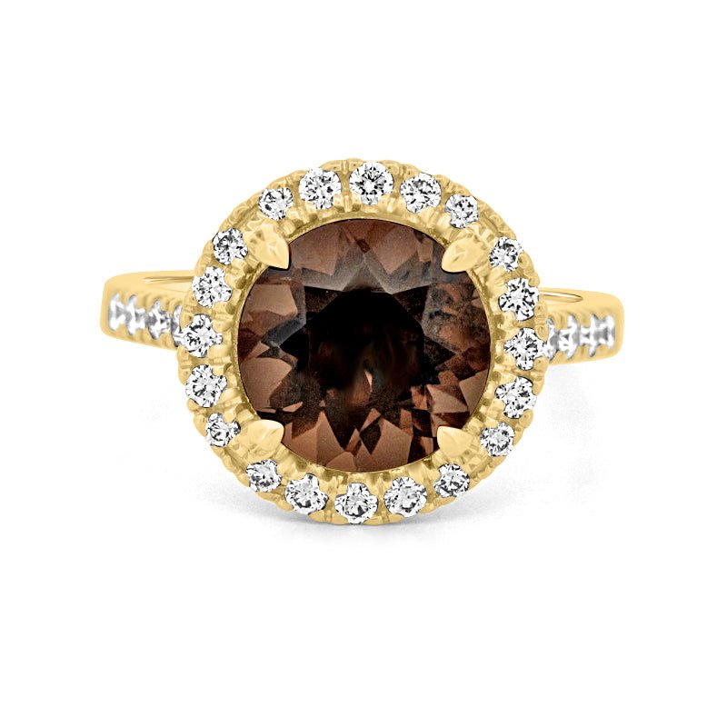 1 CT Round Cut Smokey Quartz Ring - ZIZOV DIAMONDS