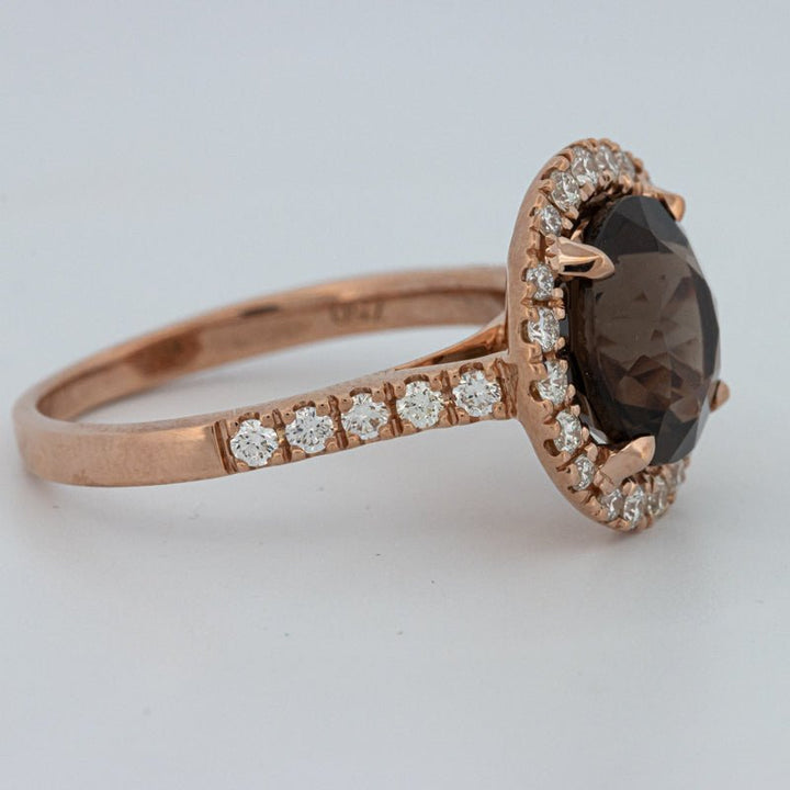 1 CT Round Cut Smokey Quartz Ring - ZIZOV DIAMONDS