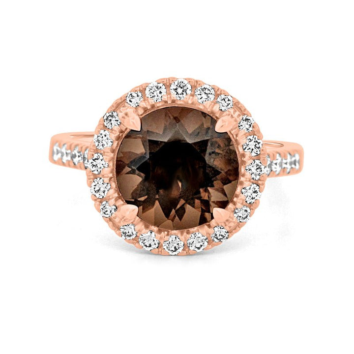 1 CT Round Cut Smokey Quartz Ring - ZIZOV DIAMONDS
