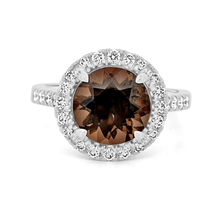 1 CT Round Cut Smokey Quartz Ring - ZIZOV DIAMONDS