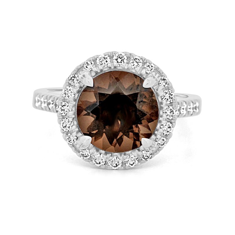 1 CT Round Cut Smokey Quartz Ring - ZIZOV DIAMONDS