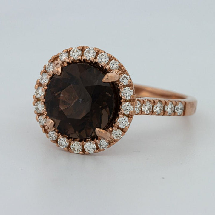 1 CT Round Cut Smokey Quartz Ring - ZIZOV DIAMONDS
