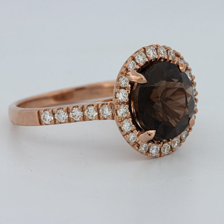 1 CT Round Cut Smokey Quartz Ring - ZIZOV DIAMONDS