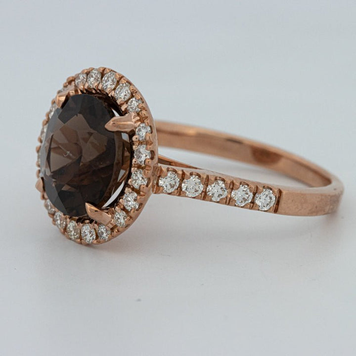 1 CT Round Cut Smokey Quartz Ring - ZIZOV DIAMONDS